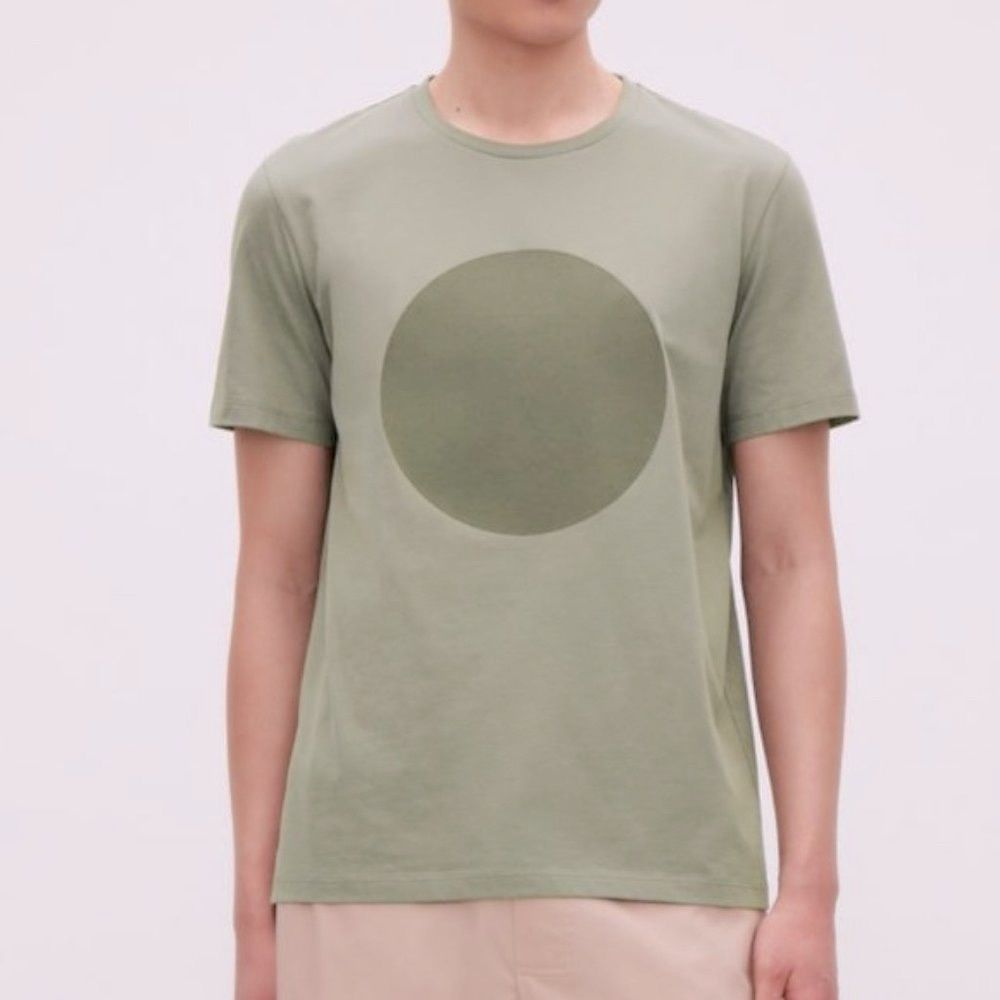 COS Bonded Dot 100% Cotton, RARE Circle Print green Short Sleeve T-shirt